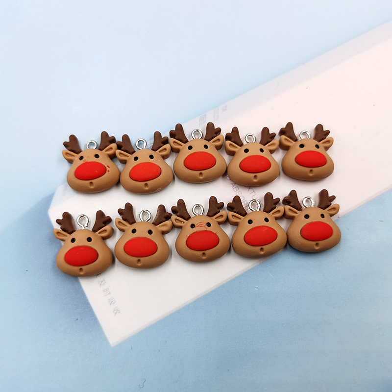 Charms 10ps Christmas Deer Cute Resin Charms For Jewelry Making Craft DIY Pendants Earrings Bracelets Handmade Animals Craft C649 230826
