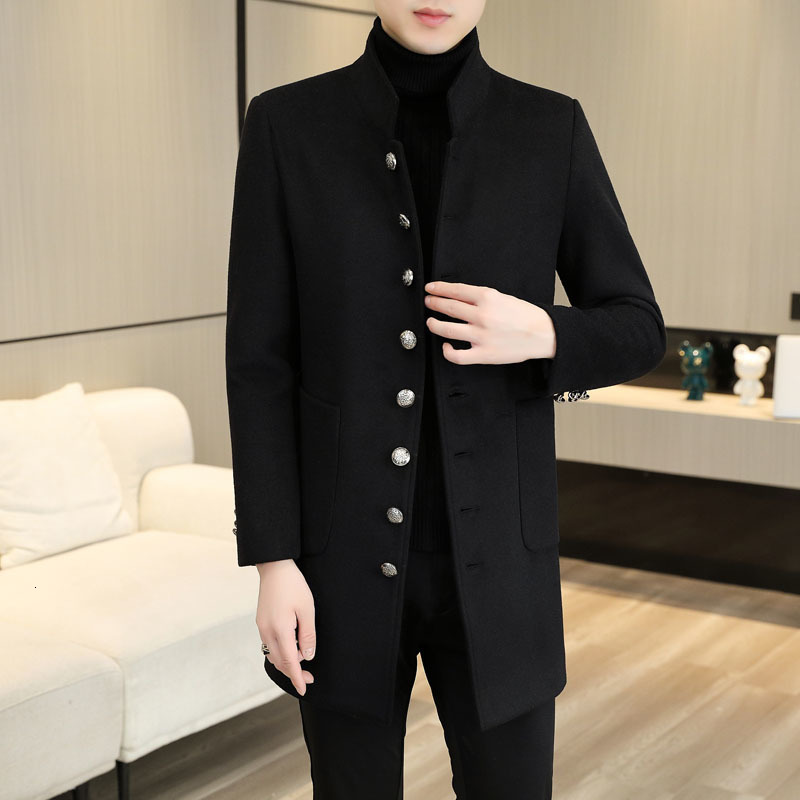 Men's Trench Coats Elegant Gentleman Retro England Mens Long Jackets Slim Fit Vintage British Style Stand Mandarin Collar Overcoats 230826