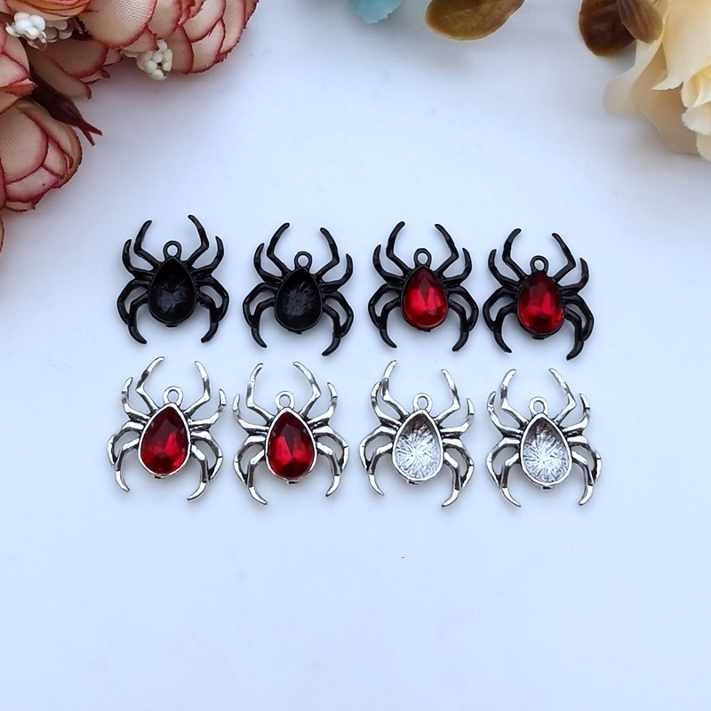 Charms 5pcs Blood Red Spider Pendant Gothic Tarantula Pendant Wiccan Witchy Creepy Cute Halloween Handcrafted Jewelry Accessories 230826