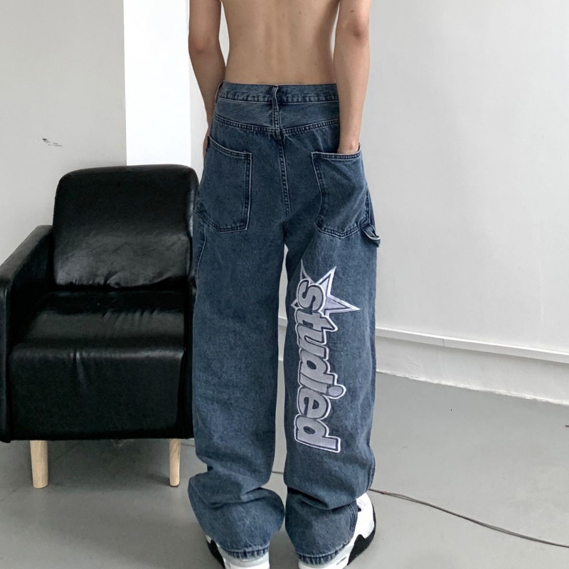 Men's Jeans Baggy Straight Mens Cowboy Pants Retro Trend Trousers Hip Hop Jeans for Men Grunge Y2k Broken Regular Boot Cut Summer Buggy 230827
