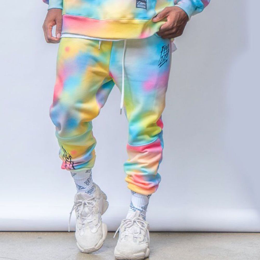 Men's Tracksuits Nanaco Oversized Tie-dye Sport Men's Hoodies Set Male Hooded 100% High Quality Cotton Colorful Tracksuit Sweatshirts Suits 