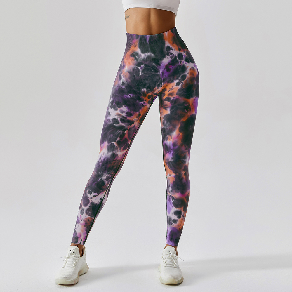 Yoga Outfits Tie Dye Leggings High Waist Elastic Yoga Pants Seamless Push Up Tights Fitness Women Sport Gym Training Running Leggings Femme 230826
