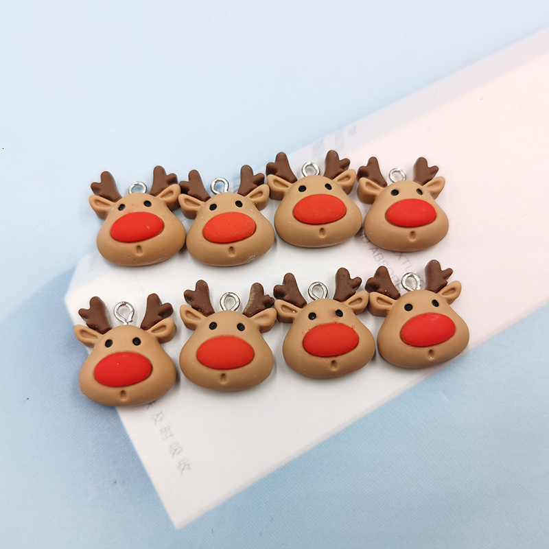 Charms 10ps Christmas Deer Cute Resin Charms For Jewelry Making Craft DIY Pendants Earrings Bracelets Handmade Animals Craft C649 230826