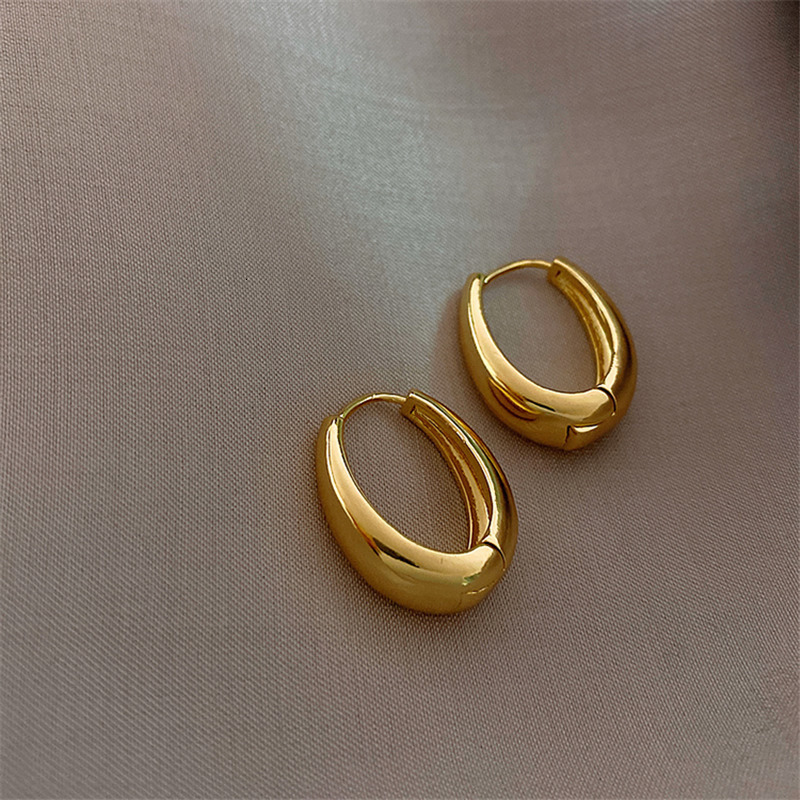 Hoop Huggie Classic Copper Alloy Smooth Metal Hoop Earrings For Woman Fashion Korean Jewelry Temperament Girl's Daily Wear earrings 230826