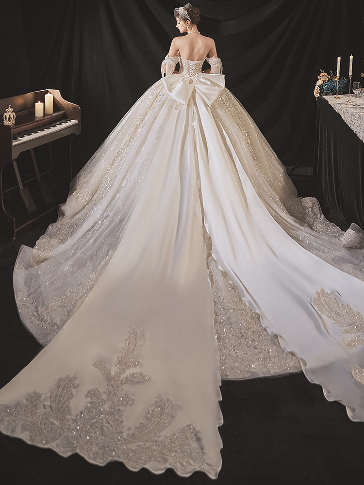 shiny Plus Size Wedding Dresses Long off shoulder Bridal Gown blingbling Beads lace Appliqued satin Lace Beach Custom Made Sweep Train Boho Chic A Lin