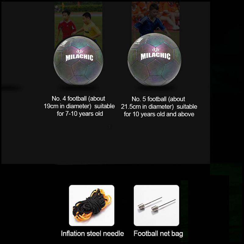 Balls Glow In The Dark Football Luminous Footballs Holographics Glowing Soccer Ball Outdoor Toys Camera Flash Reflective Croma Ball 230826