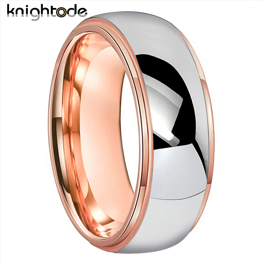 Band Rings 68mm Fashion Tungsten Carbide Wedding Bands For Men Women Engagement Ring Jewelry Gold Color Steped Dome Polishing Comfort Fit 230826