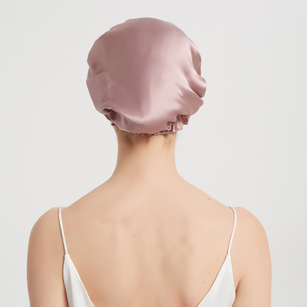 Beanie/Skull Caps 100% Mulberry Silk Night Sleeping Cap Pure Silk Solid Color Soft Bonnet Hats for Women Hair Wrap With Elastic Band 16Momme 230826