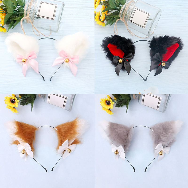 Headbands 15 Colors Beautiful Masquerade Halloween Cat Ears Cosplay Cat Ear Party Costume Bow Tie Bell Headwear Headband Hair Accessories 230826