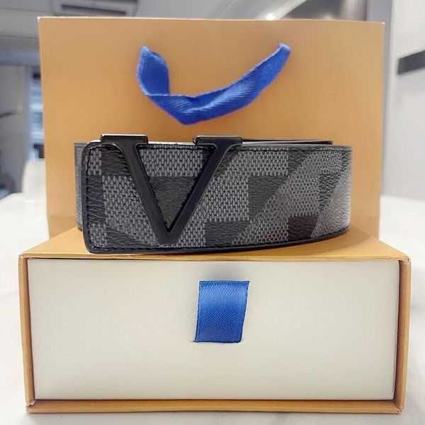 Designer Belt Men Silver V Buckle Belt Black Plaid Leather Belt At Loss Ceintures De Lou Belt Woman Lui Belt Man Classic Lattice Leather