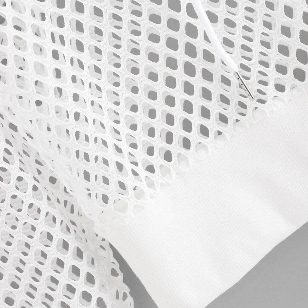 Women's Hoodies Sweatshirts Oversized Casual Hooded Hoodies Women Solid Cutout Mesh Insert Cropped Hoodie Harajuku Sweatshirt Long Sleeve Crop To