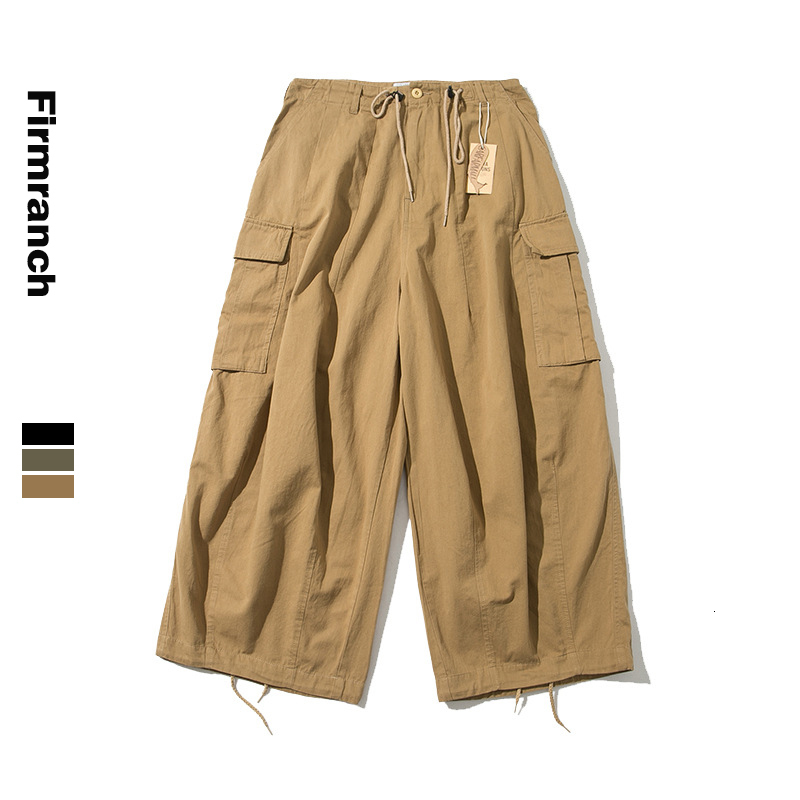 Men's Pants Firmranch Spring Summer MenWomen Amekaji Oversize Casual Wide legs Cargo Baggy American Causal Japanese Trousers 230826