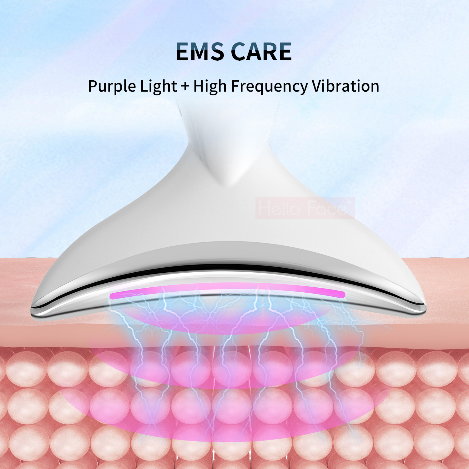 Face Massager Hello Face Neck Beauty Device Neck Massage LED Pon Therapy Ion Introduction Skin Tighten Reduce Double Chin Skin Care Tools 230826