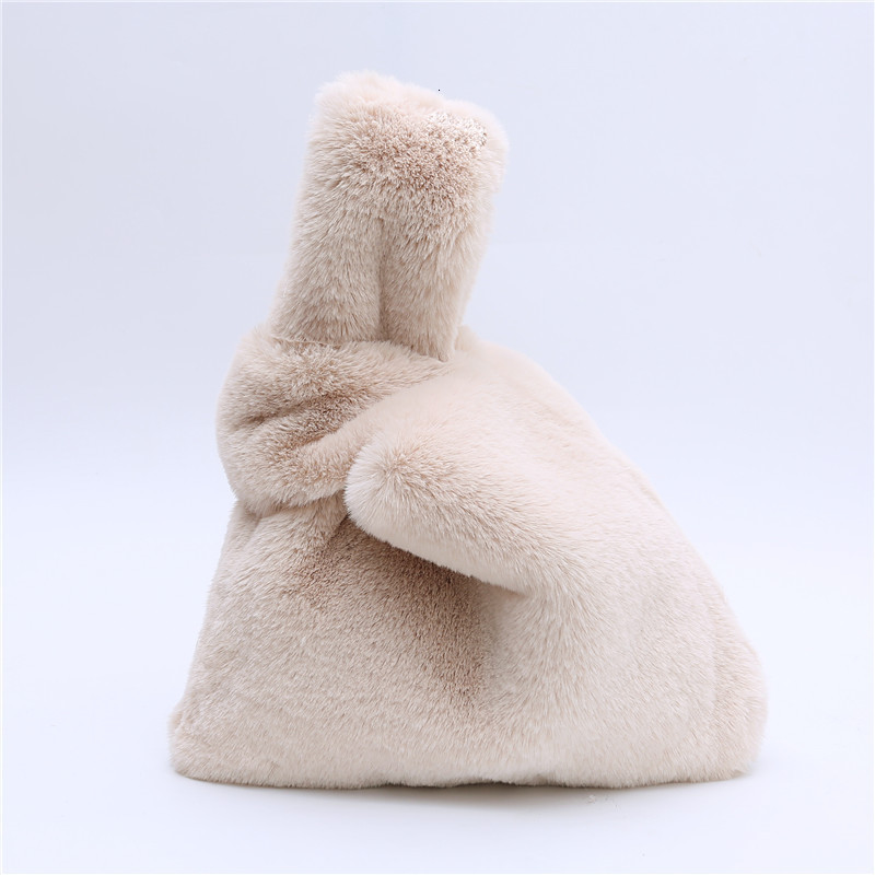 Evening Bags Winter Faux Rex Rabbit Fur Top-handle Bags for Women Casual Candy Color Tote Fashion Soft Pocke Samll Handbag Warm Clutch 230826