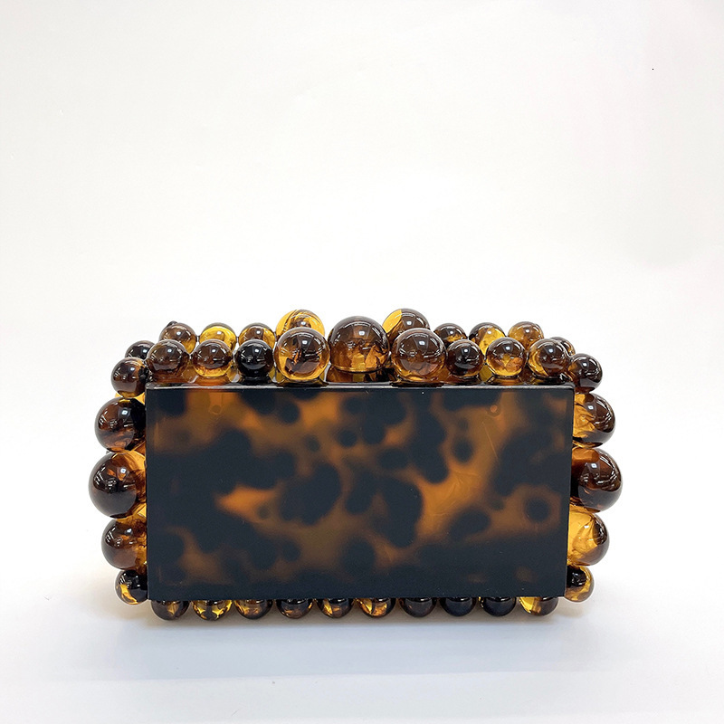 Evening Bags Acrylic clutch bag women evening party beaded purse pink green purple pearl color 230826 e345 4