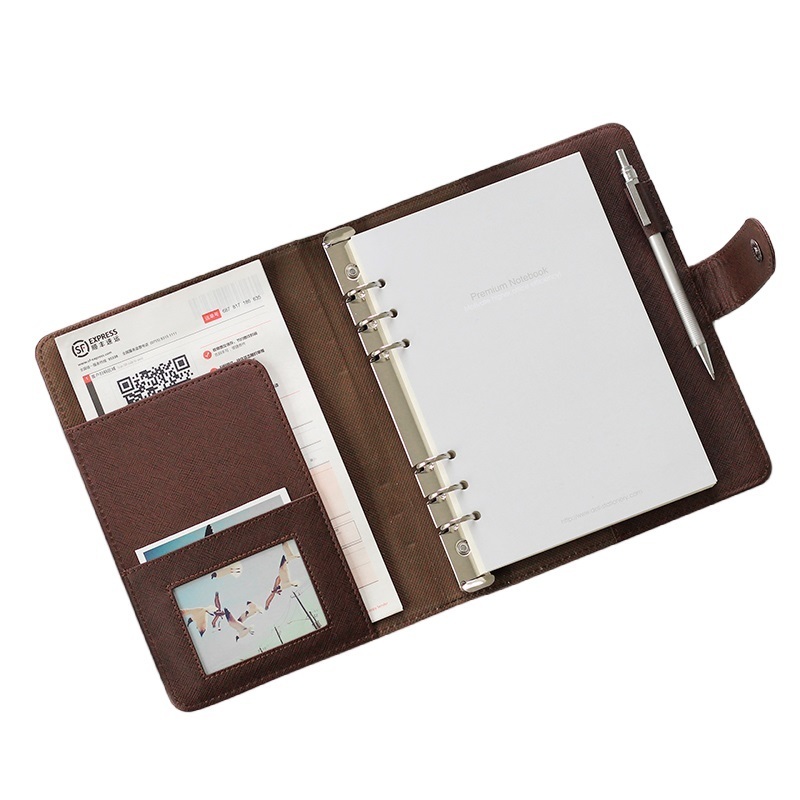 Notepads Brown Planner Black Portable Notebook Loose-leaf Detachable Buckle Ring Thick A5 Business Notebook Stationery Office A6 Workbook 230826