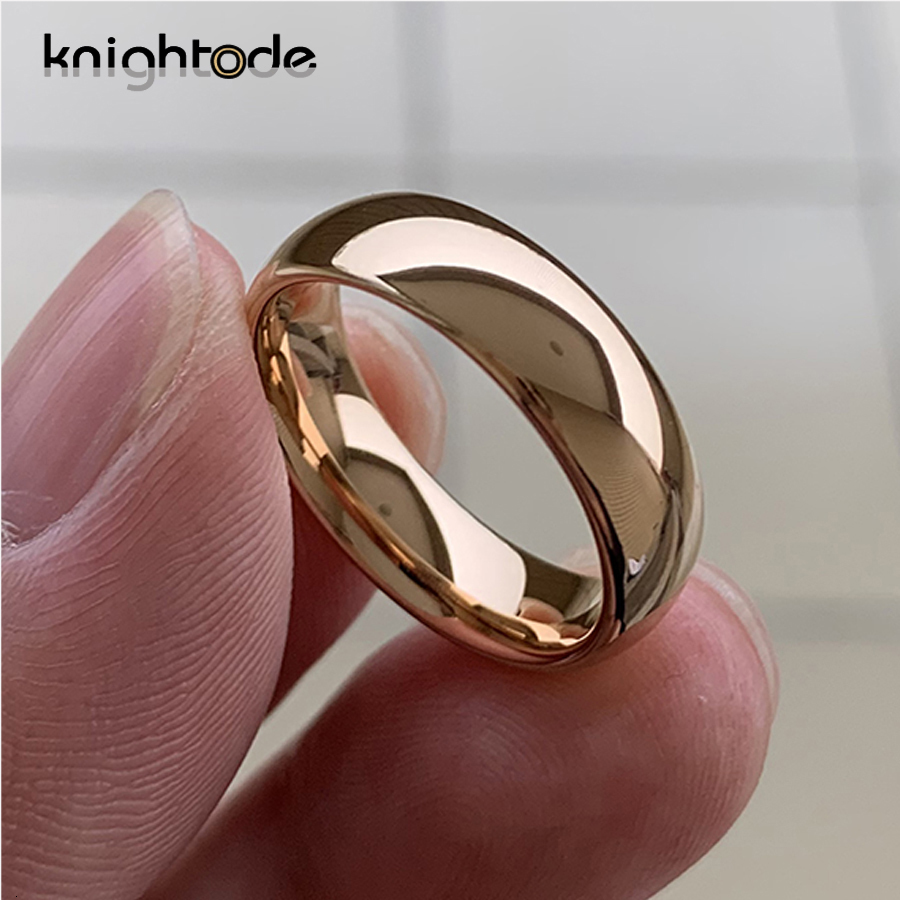 Band Rings Classic Rose Gold Color Tungsten Wedding Ring For Women Men Carbide Engagement Band Dome Polished Finish Width 8mm 6mm 230826