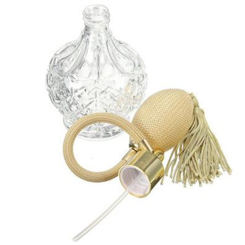 Perfume Bottle Empty 80ml Clear Crystal Vintage Perfume Bottle Gold Long Spray Tassels Parfume Atomizer Pump Refillable Glass Bottles China 230826