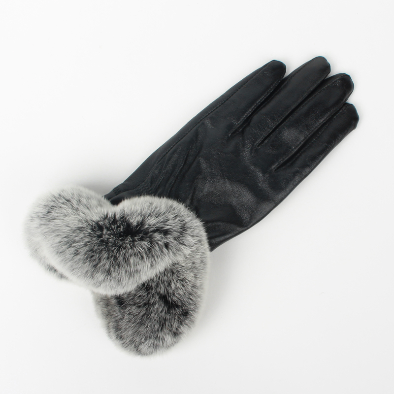 Fingerless Gloves GO BALLISTIC YA Genuine Sheep Leather Gloves with Fur Wrist Lady Winter High Quality Velvet Windproof 230826