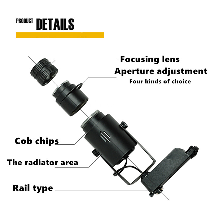 White Shell 3w 7w 10w Cob Spotlights Background LED Track light Lamp KTV Bar Restaurant Cafe Museum Zoom Light Lighting D2.0