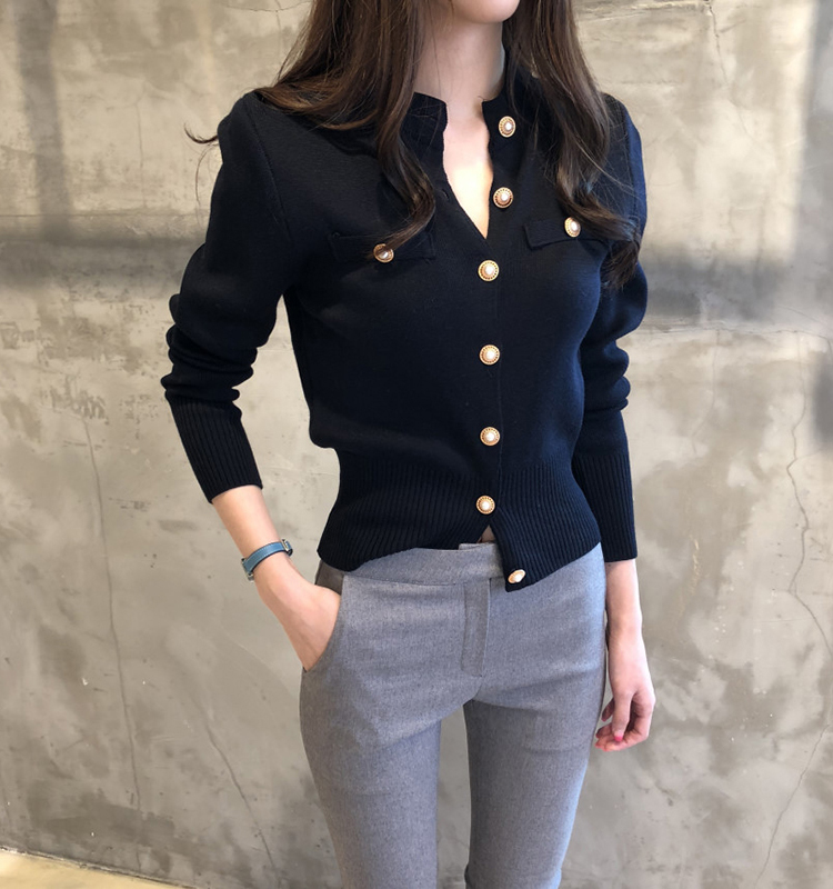 New fashion womens autumn o-neck long sleeve knitted single breasted sweater cardigan SMLXL