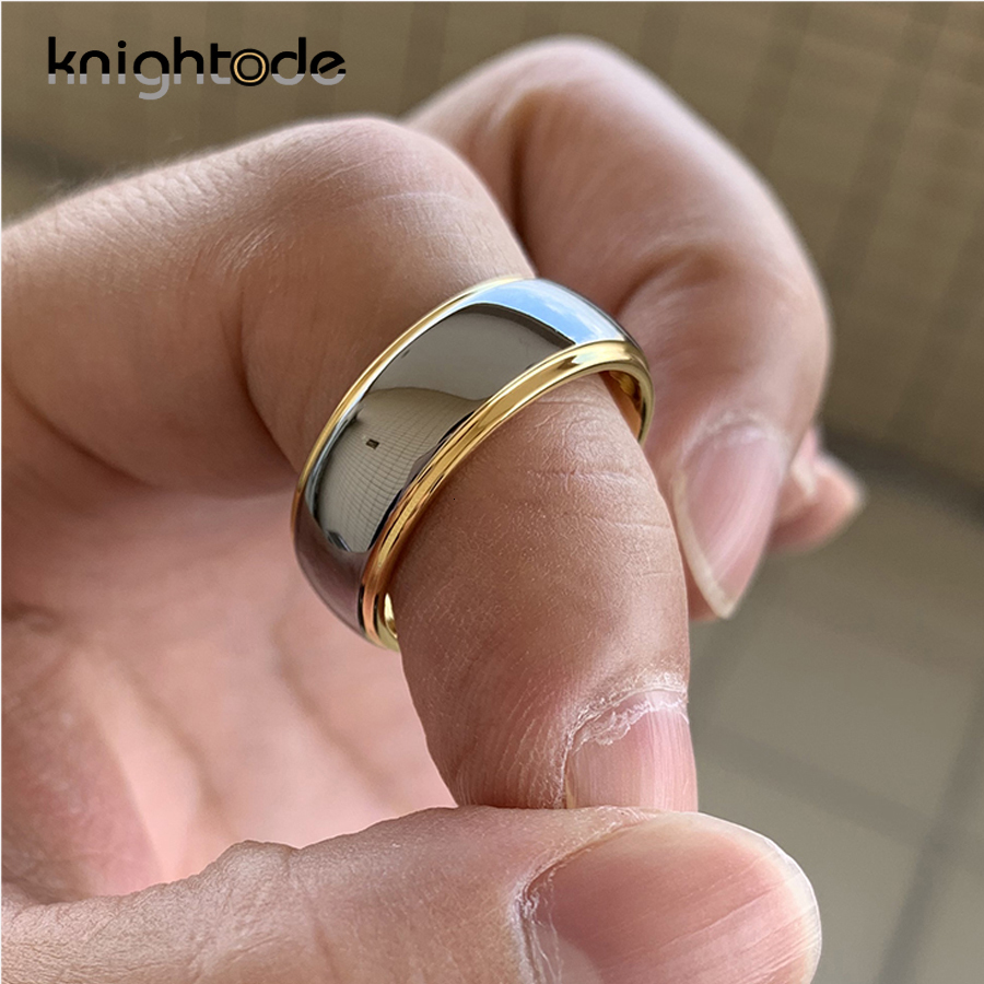 Band Rings 68mm Fashion Tungsten Carbide Wedding Bands For Men Women Engagement Ring Jewelry Gold Color Steped Dome Polishing Comfort Fit 230826