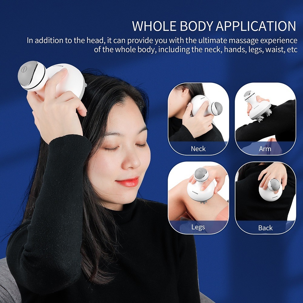 Head Massager 3D Waterproof Electric Head Massager Wireless Scalp Massage Promote Hair Growth Body Deep Tissue Kneading Vibration Roller 230826