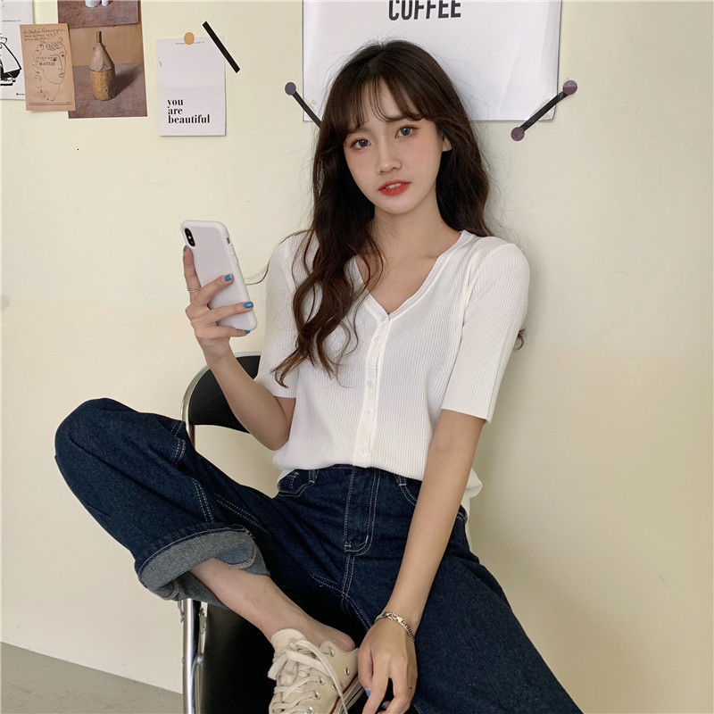 Womens Knits Tees fashion girl summer clothing knitted jacket loose short cardigan women crop tops sleeve vneck blouse 230826