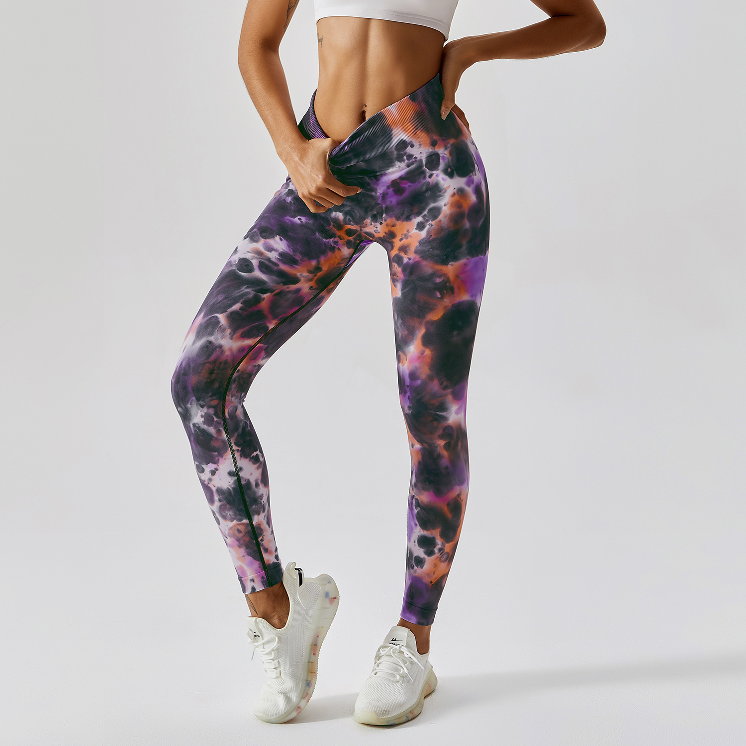 Yoga Outfits Tie Dye Leggings High Waist Elastic Yoga Pants Seamless Push Up Tights Fitness Women Sport Gym Training Running Leggings Femme 230826