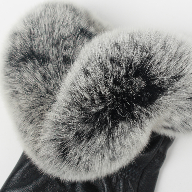 Fingerless Gloves GO BALLISTIC YA Genuine Sheep Leather Gloves with Fur Wrist Lady Winter High Quality Velvet Windproof 230826