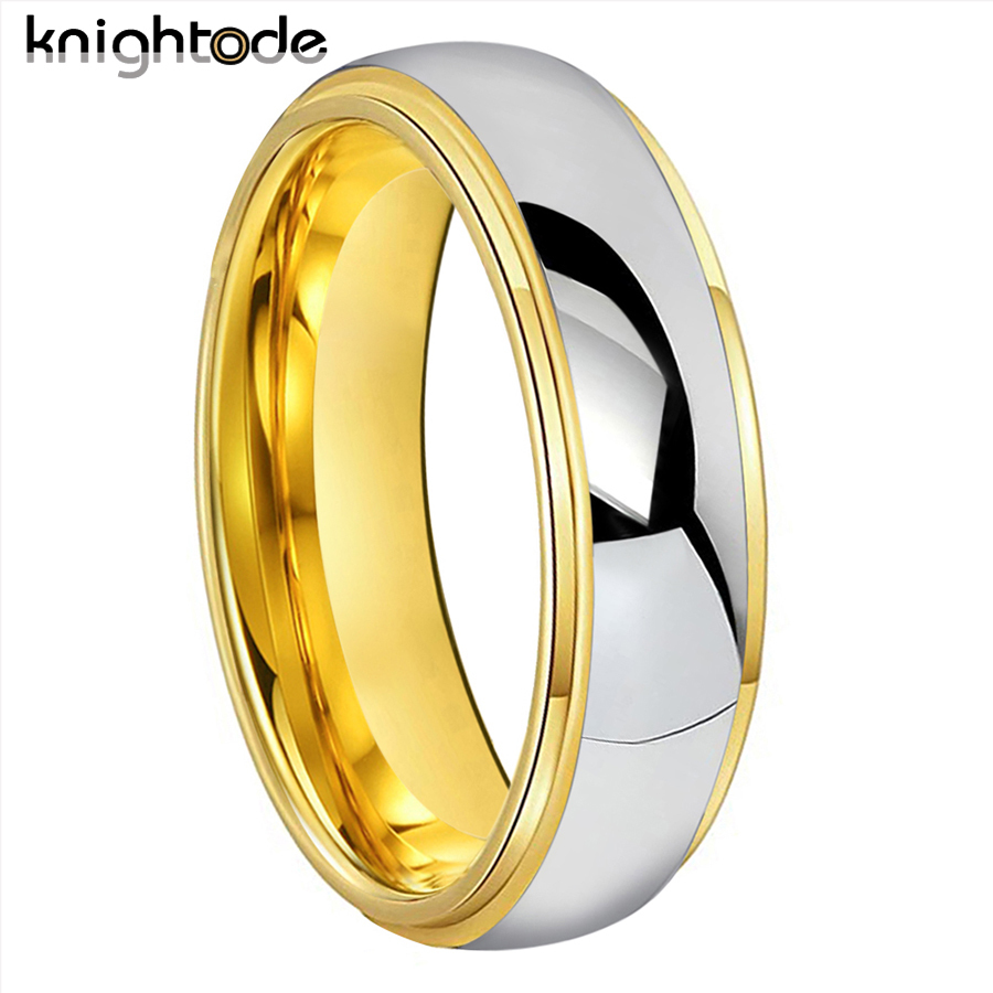 Band Rings 68mm Fashion Tungsten Carbide Wedding Bands For Men Women Engagement Ring Jewelry Gold Color Steped Dome Polishing Comfort Fit 230826