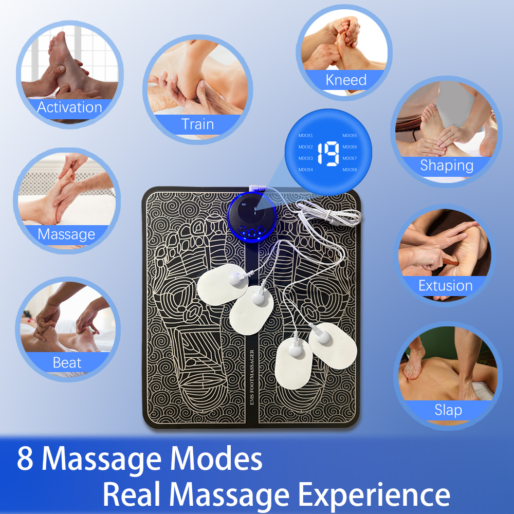 Foot Massager EMS Electric Foot Massager Pad Portable Massage Mat Relief Pain Relax Feet Acupoints Improve Blood Circulation Foot Massager 230826