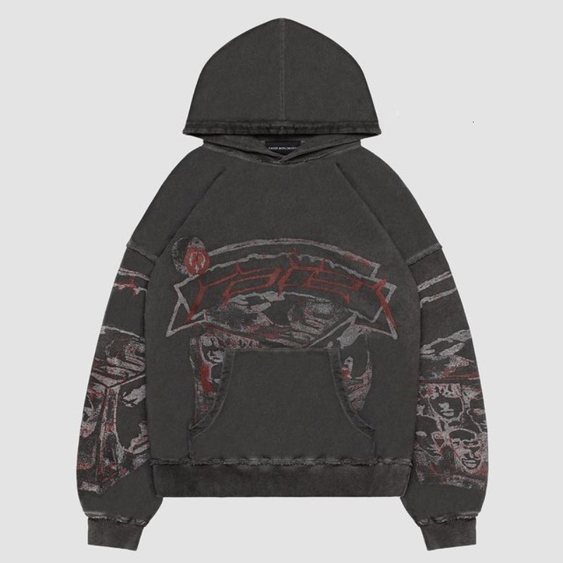 Men's Hoodies Sweatshirts Y2K Sweatshirt Korean Aesthetic Fairycore Long Sleeve Hoodie Fashion High Street Casual Pullover Men Clothing Women Jac