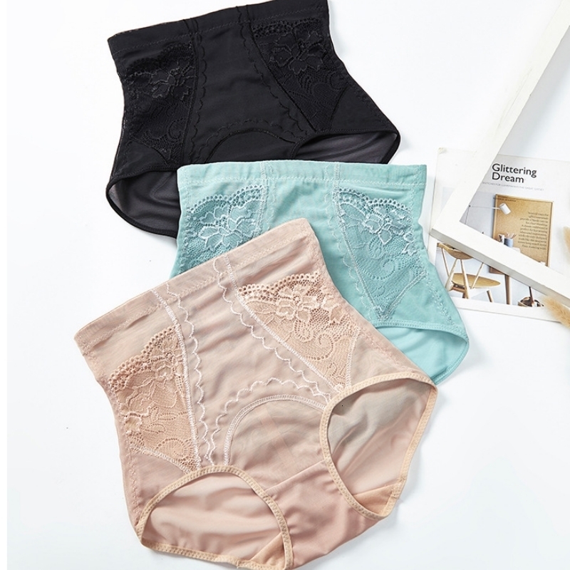 Waist Tummy Shaper Women High Waist Body Shaper Slimming Butt Lifter Shapewear Solid Color Breathable Lace Underwear Tummy Control Panties Hip Pads 23