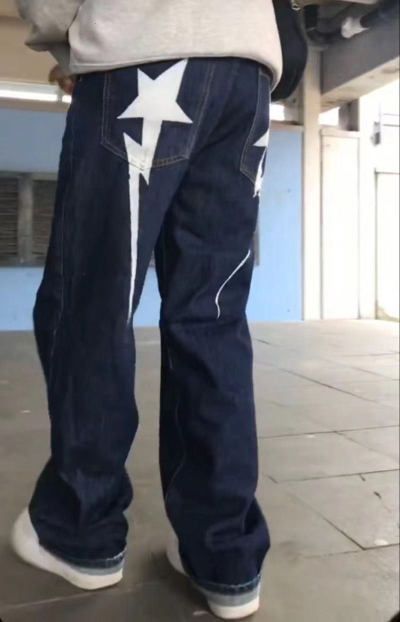 Men's Jeans Y2K Jeans Harajuku Retro Baggy Black Pants Men's Loose Punk Rock Straight Wide Leg Trouser Hip Hop Gothic Streetwear 230827