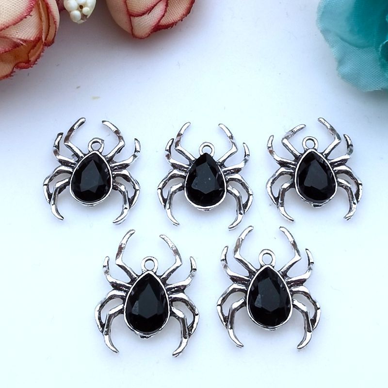 Charms 5pcs Blood Red Spider Pendant Gothic Tarantula Pendant Wiccan Witchy Creepy Cute Halloween Handcrafted Jewelry Accessories 230826
