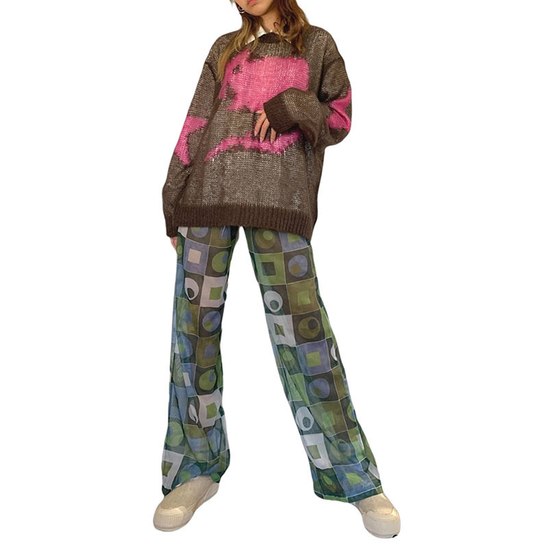 Women's Sweaters Women's Sweater Spring Autumn Long Sleeve Pullovers O Neck Star Print Knitwears Streetwear Crewneck Casual Outfits Winter Y