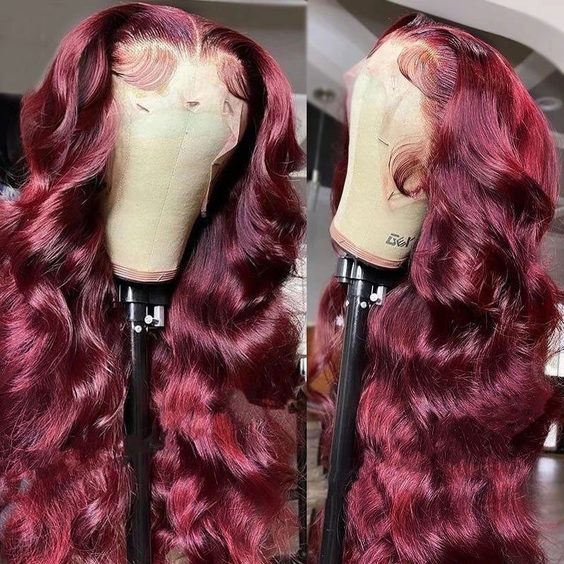 250% Body Wave Bury 13X6 Hd Frontal Human Hair Wig For Women Glueless 99J Lace Front Brazilian Wigs On Sale Clearance