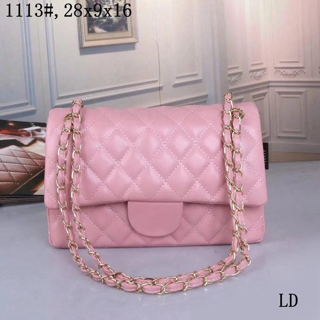 Top handbag designer women's customized brand handbag women's leather gold chain crossbody bag black and white pink cow shoulder cc bag free shipping
