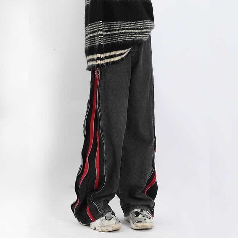 Men's Jeans Hip Hop Zipper Washed Old Loose Jeans Men Harajuku Fashion Casual Punk Oversized Wide Leg Micro Flared Trousers Streetwear 230827