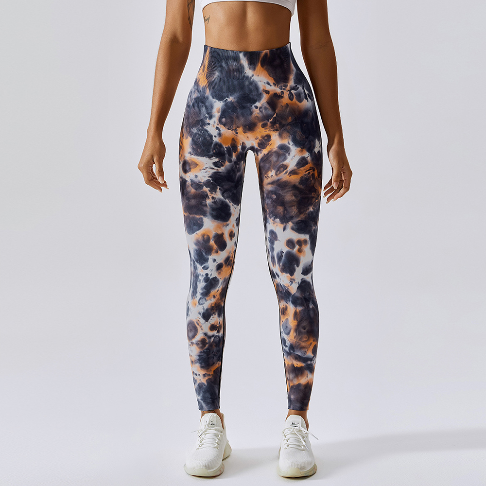 Yoga Outfits Tie Dye Leggings High Waist Elastic Yoga Pants Seamless Push Up Tights Fitness Women Sport Gym Training Running Leggings Femme 230826