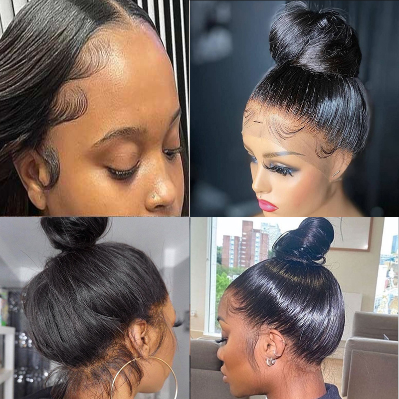 Front Wigs Human Silk Bone Staight Brazilian Hair Wig HD Transparent Lace Natural Preplucked Hairline Baby Hairs