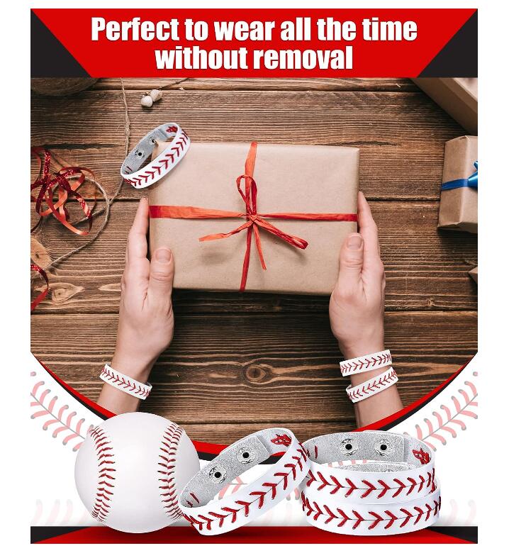 Titanium Sport Accessories Genuine Leather Baseball Bracelet Baseball Wristbands Baseball Gifts for Boys Men Women Girls Baseball Players Sports Team
