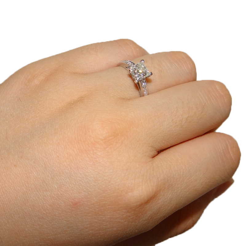 925 Silver Rings For Women Jewelry Simple Design Square Bridal Wedding Engagement Ring