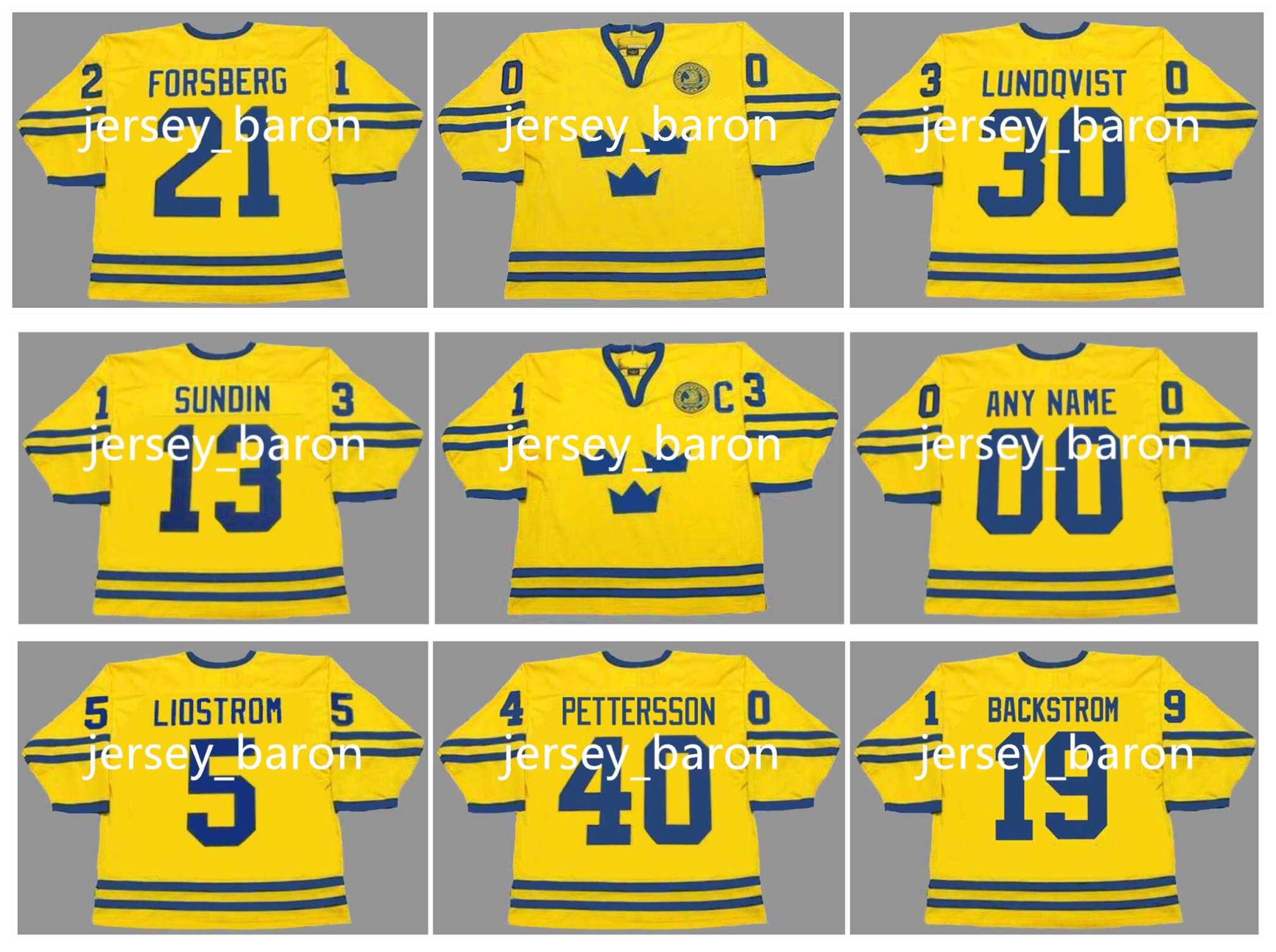 MATS SUNDIN HENRIK LUNDQVIST 2002 Team Sweden Throwback Hockey Jerseys HENRIK ZETTERBERG NICKLAS LIDSTROM ELIAS PETTERSSON PETER FORSBERG Yellow Size S-4XL