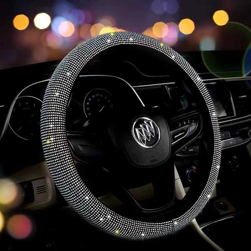 Steering Wheel Covers Car steering wheel set with diamond summer elastic no inner ring full drill hot drill car interior handle set T230828