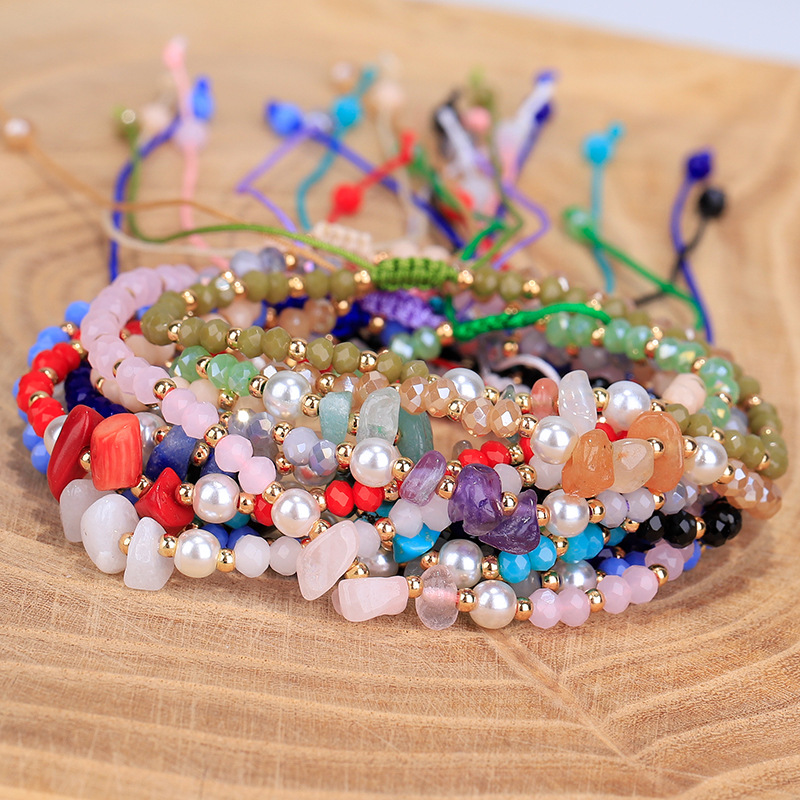 Natural Stone Bracelet Irregular Crystal Chip Beads Weave Bracelets Bangles Quartz Wristband For Women Jewelry