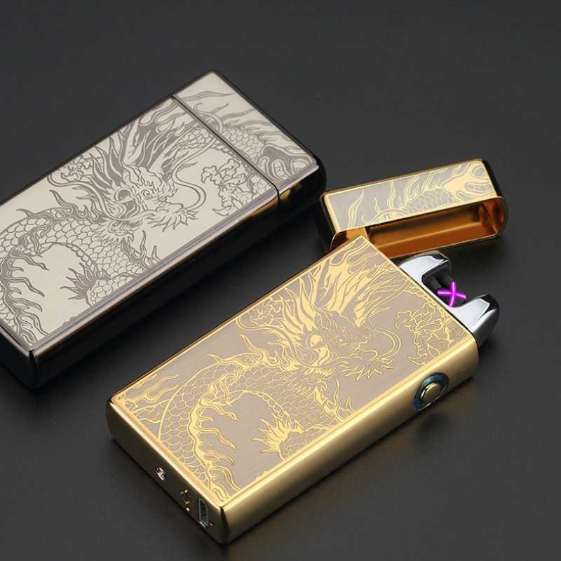 New Luxury Metal Electric Double Arc Lighter USB Rechargeable Outdoor Windproof Flameless Men's Gift K26R W260202