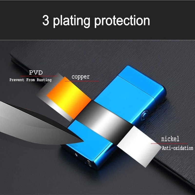 New Luxury Metal Electric Double Arc Lighter USB Rechargeable Outdoor Windproof Flameless Men's Gift K26R W260202
