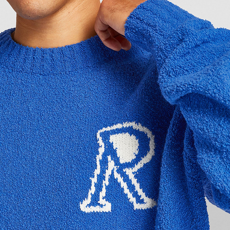 Men's Sweaters 007 Factory Initial Boucle Knitted Sweater High Street R Standard Top Quality Men Women Loose Round Neck Pullover Knitwear 230826